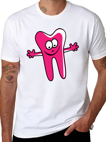 Cartoon Tooth Graphic Tee - Unisex Black T-Shirt