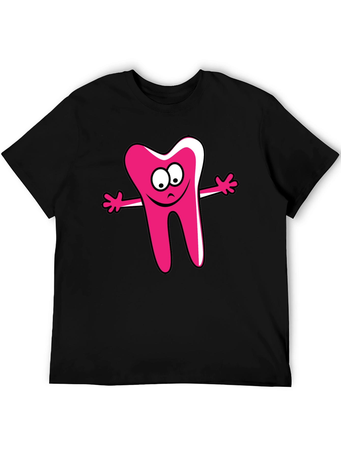 Cartoon Tooth Graphic Tee - Unisex Black T-Shirt
