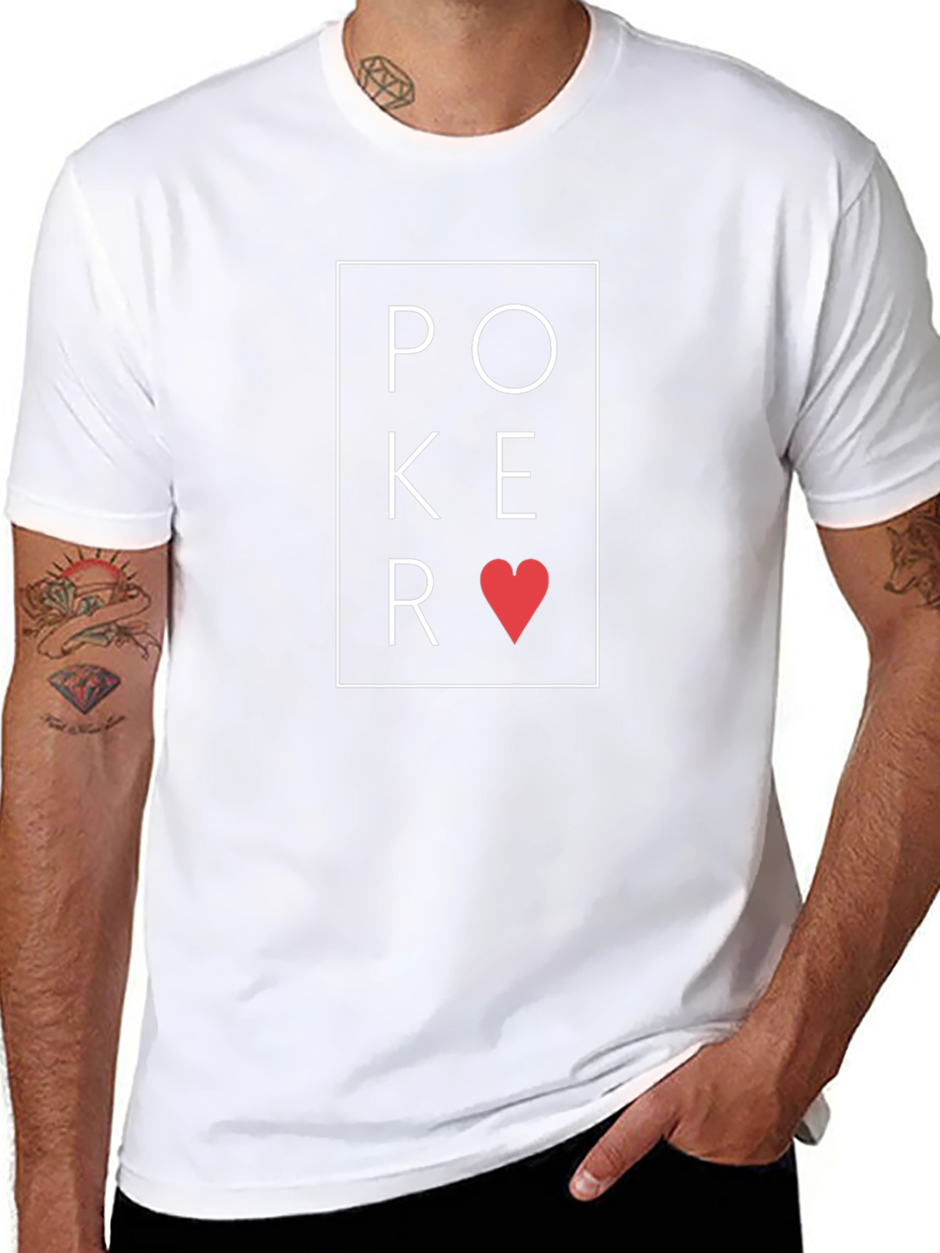 Poker Heart Graphic Tee - Stylish Black T-Shirt