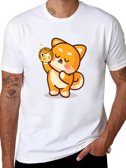 Dogecoin Shiba Inu Cartoon Black T-Shirt