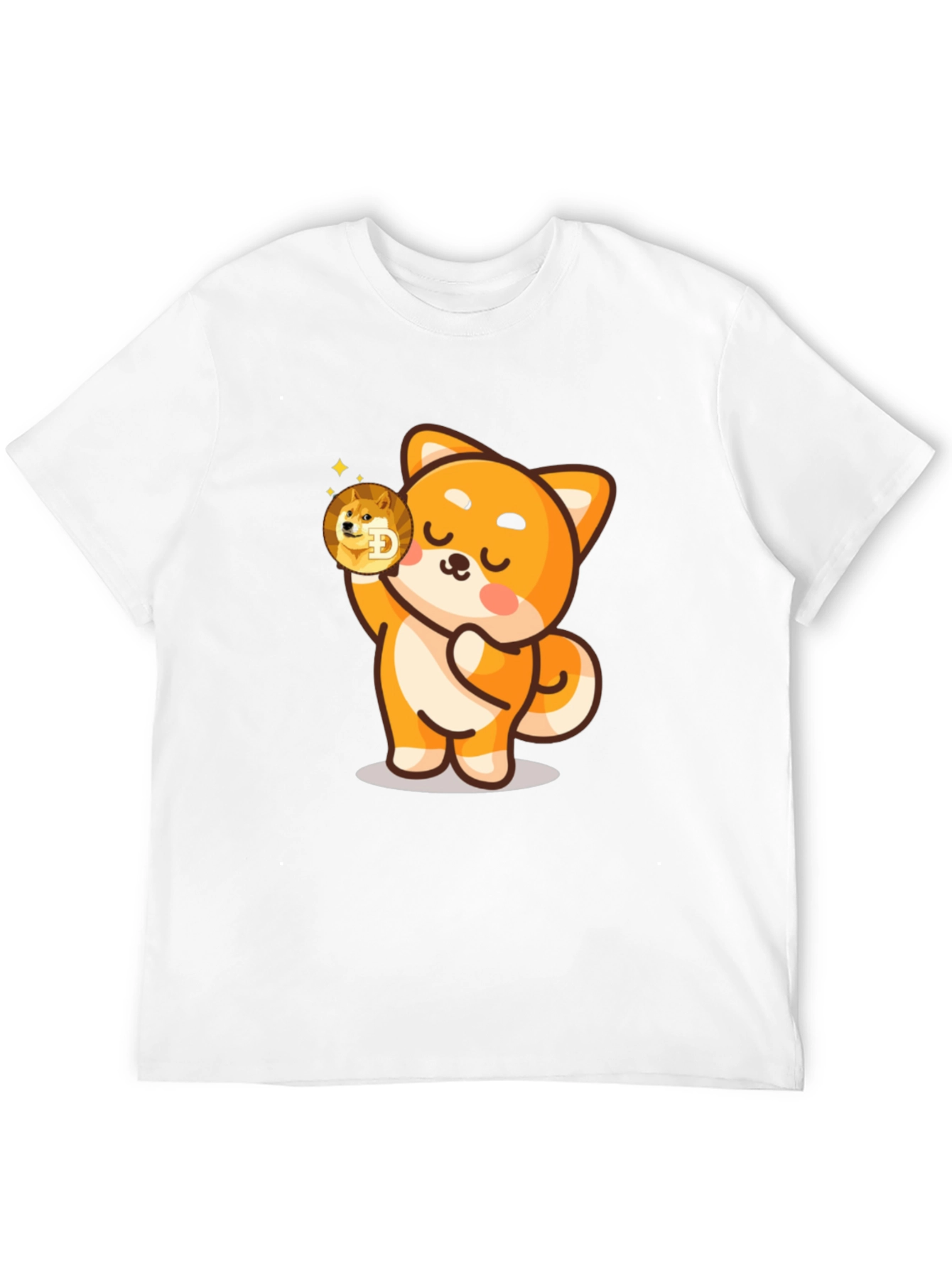Dogecoin Shiba Inu Cartoon Black T-Shirt