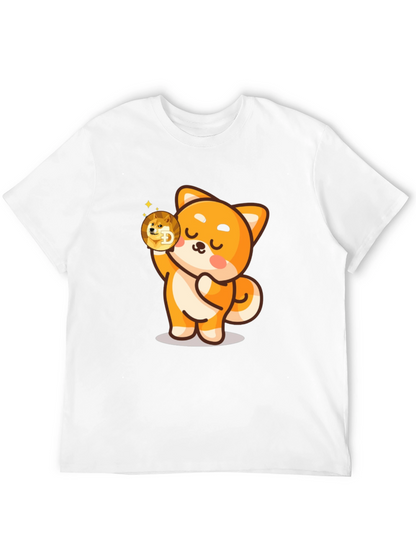 Dogecoin Shiba Inu Cartoon Black T-Shirt