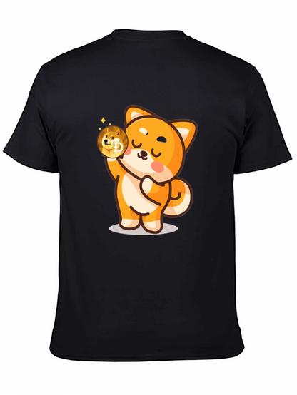 Dogecoin Shiba Inu Cartoon Black T-Shirt