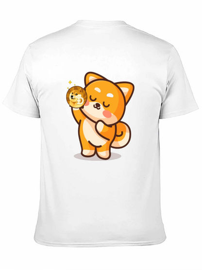Dogecoin Shiba Inu Cartoon Black T-Shirt