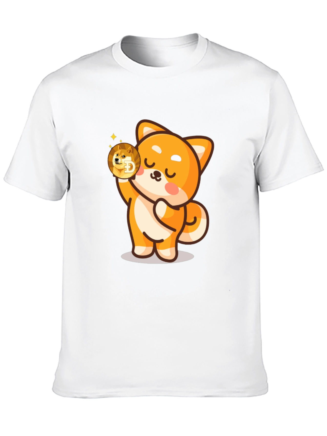 Dogecoin Shiba Inu Cartoon Black T-Shirt