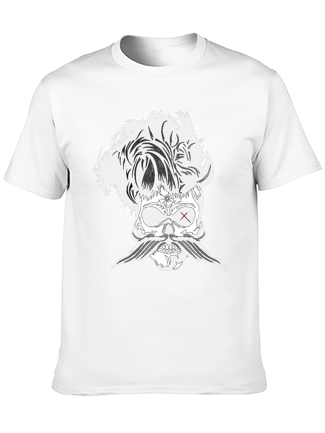 Skull with Mustache Black T-Shirt