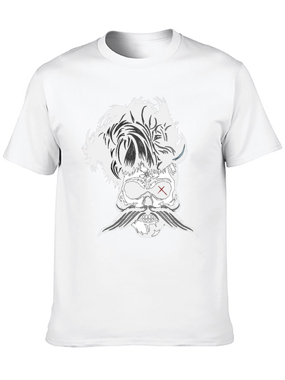 Skull with Mustache Black T-Shirt