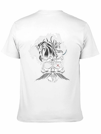 Skull with Mustache Black T-Shirt