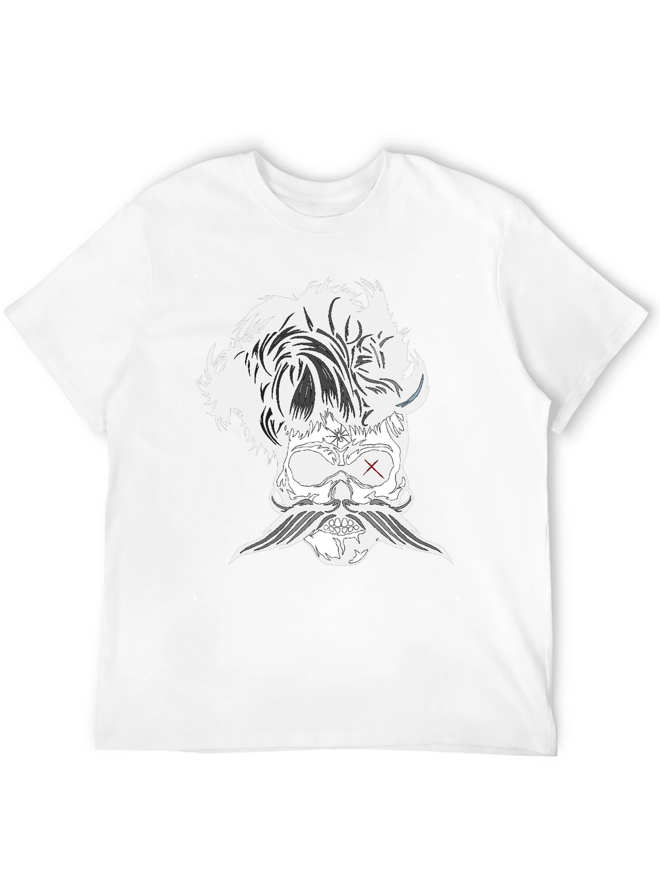 Skull with Mustache Black T-Shirt