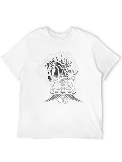 Skull with Mustache Black T-Shirt