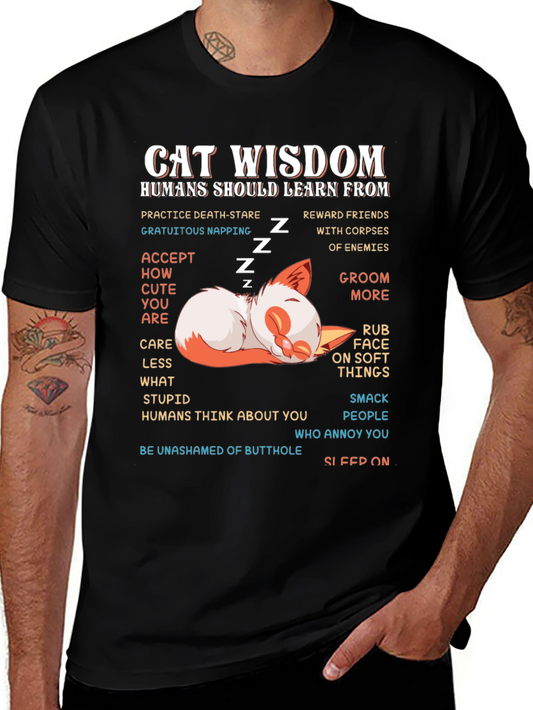 Cat Wisdom Graphic Tee - Learn From Cats!