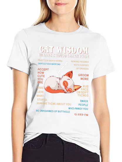 Cat Wisdom Graphic Tee - Learn From Cats!