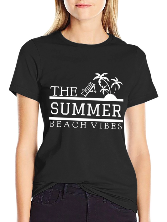 Summer Beach Vibes Graphic Tee - Black