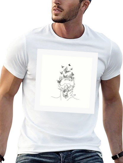Butterfly Line Art Black Tee
