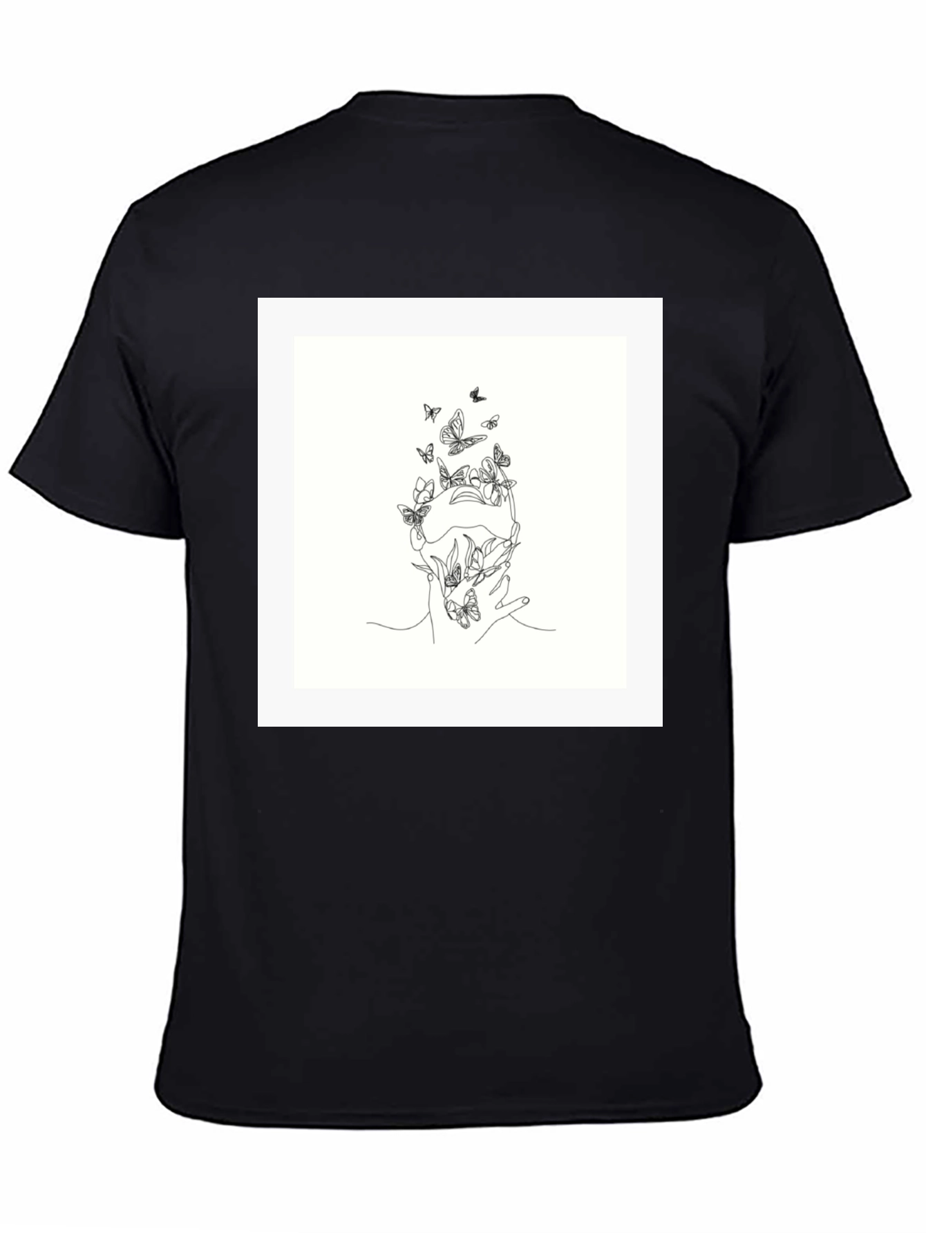 Butterfly Line Art Black Tee