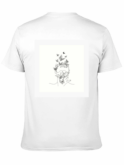 Butterfly Line Art Black Tee