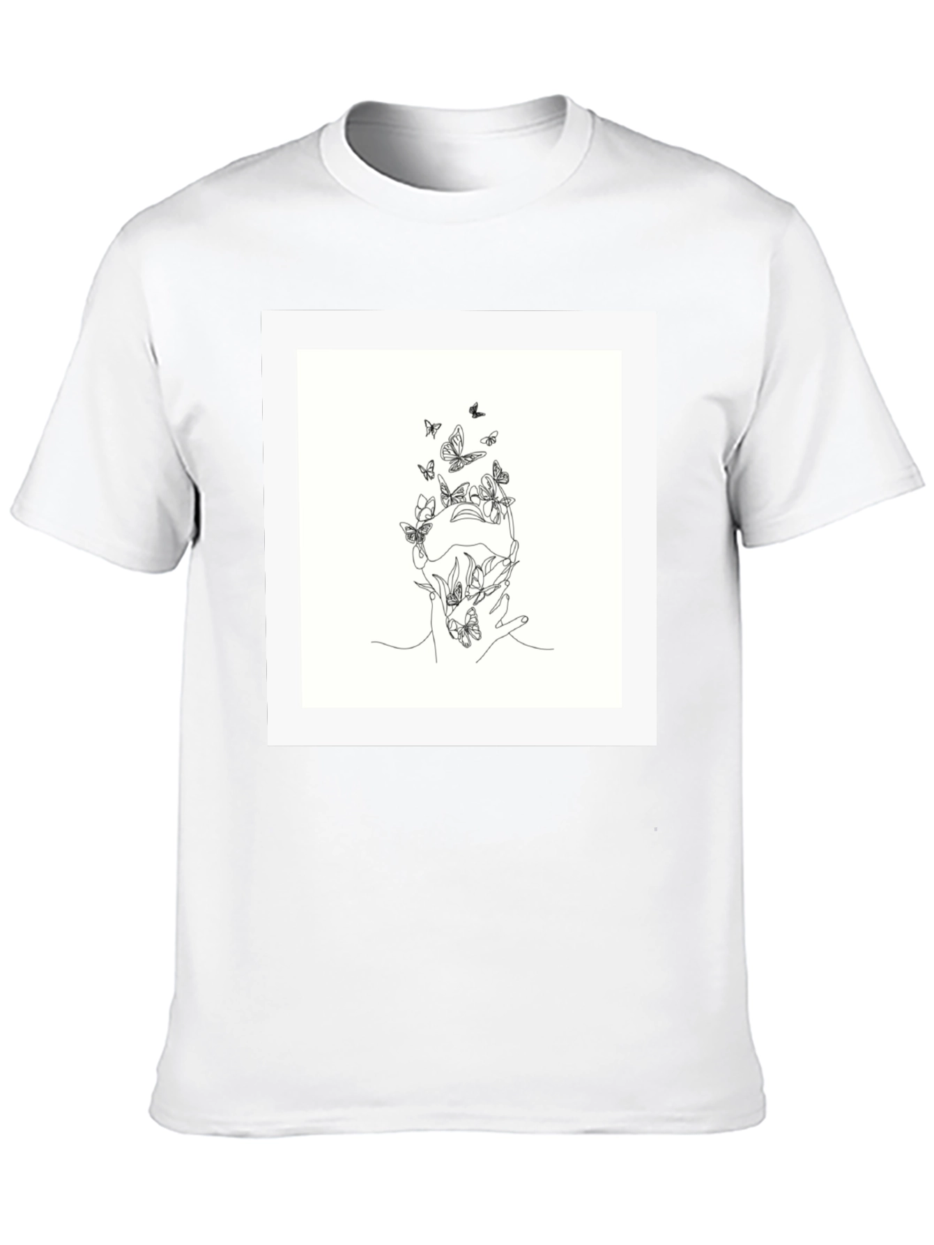 Butterfly Line Art Black Tee