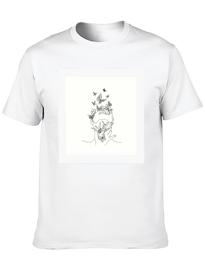 Butterfly Line Art Black Tee