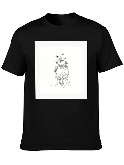 Butterfly Line Art Black Tee