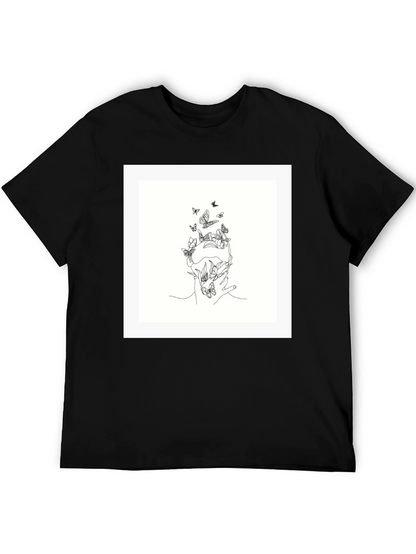 Butterfly Line Art Black Tee