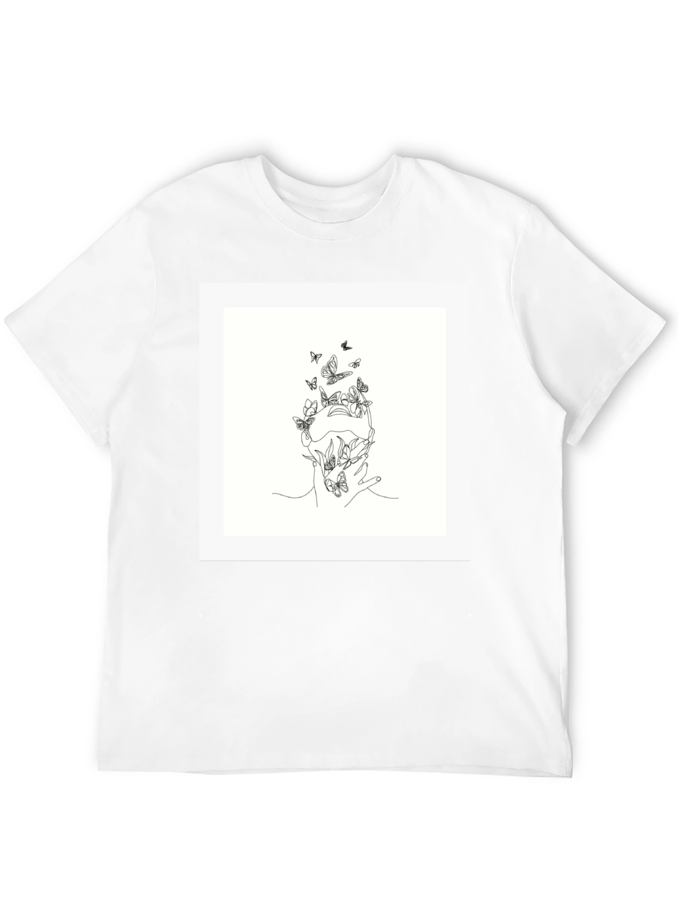 Butterfly Line Art Black Tee