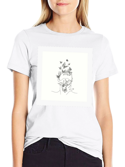 Butterfly Line Art Black Tee