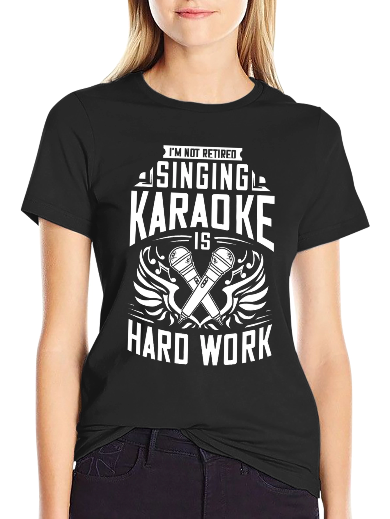 Singing Karaoke Hard Work T-Shirt - Black Cotton