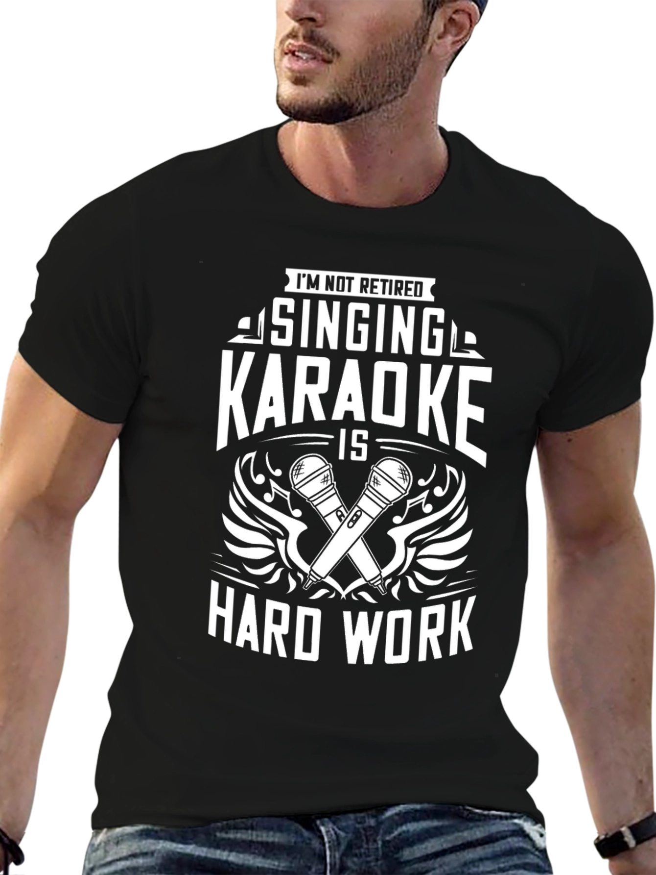 Singing Karaoke Hard Work T-Shirt - Black Cotton