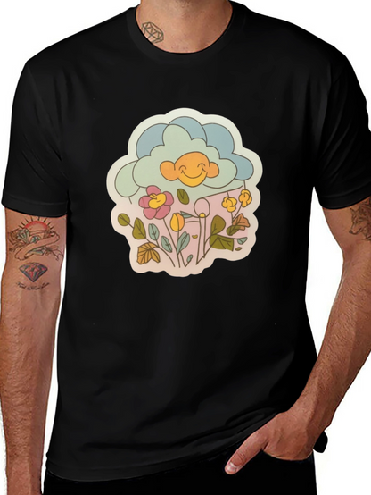 Retro Cloud & Flowers Graphic Tee