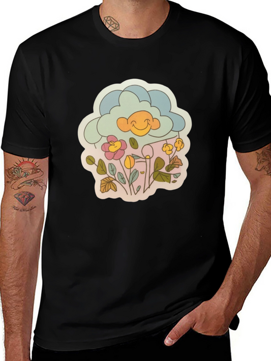 Retro Cloud & Flowers Graphic Tee