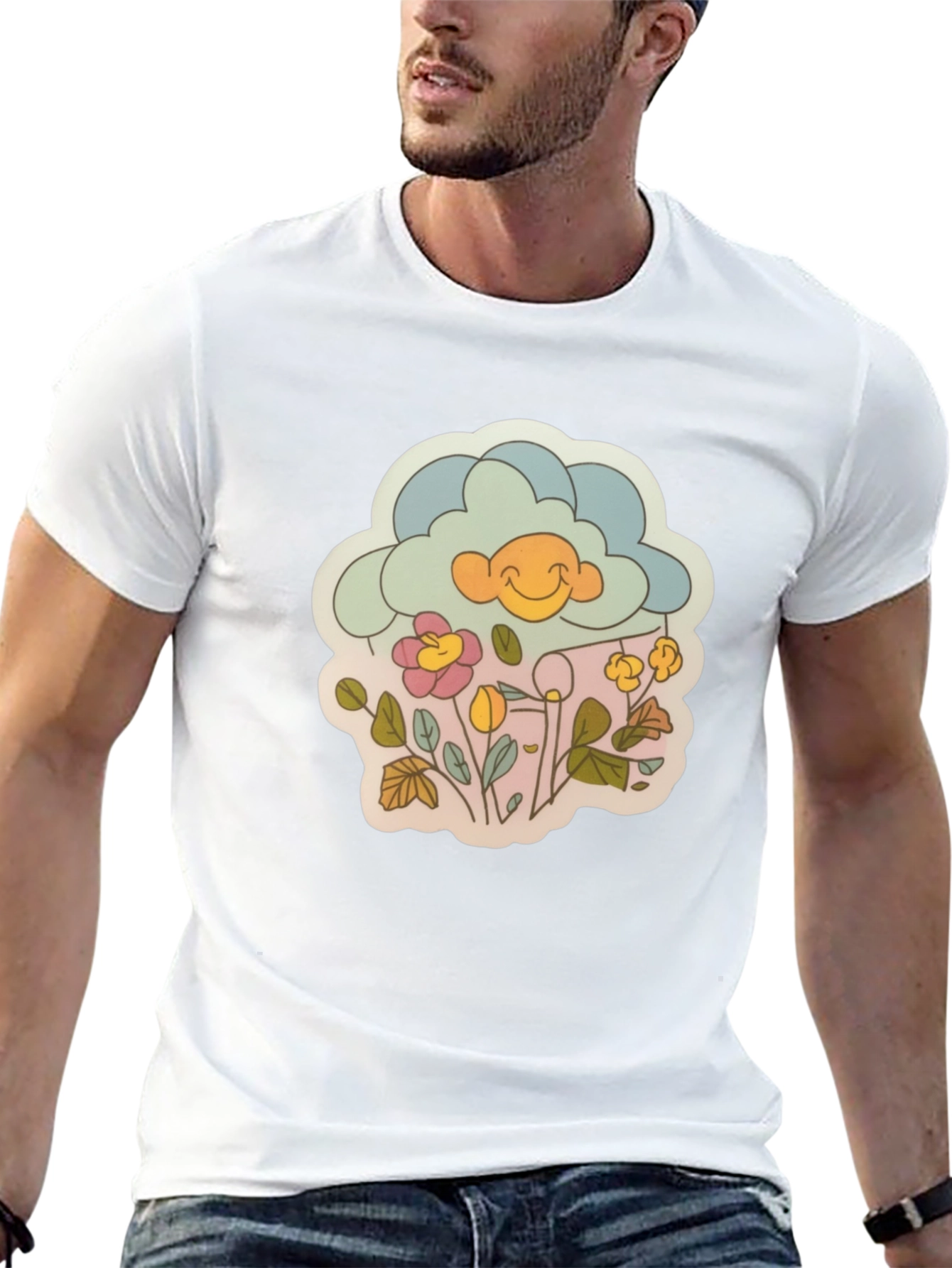 Retro Cloud & Flowers Graphic Tee