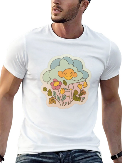 Retro Cloud & Flowers Graphic Tee