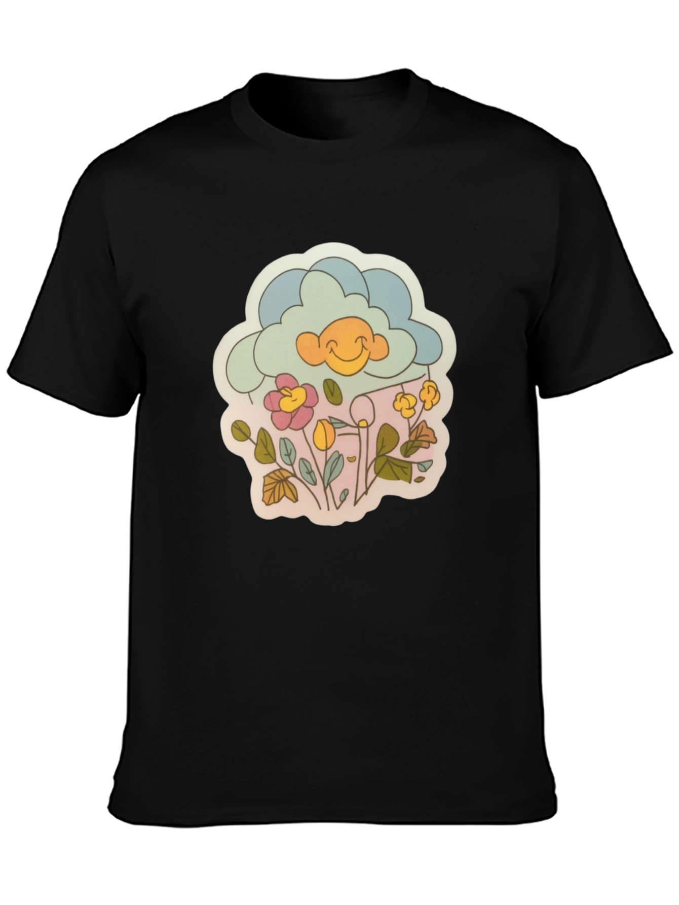 Retro Cloud & Flowers Graphic Tee