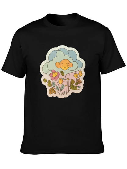 Retro Cloud & Flowers Graphic Tee