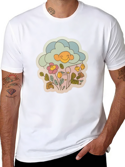Retro Cloud & Flowers Graphic Tee