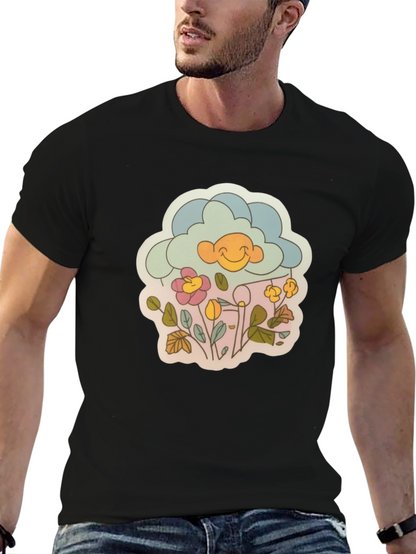 Retro Cloud & Flowers Graphic Tee