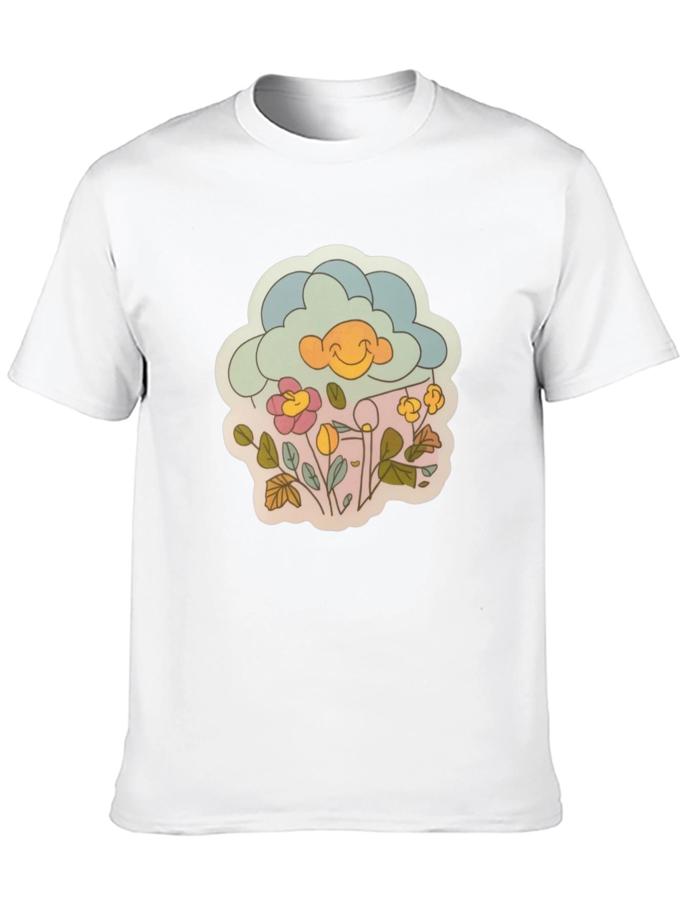 Retro Cloud & Flowers Graphic Tee