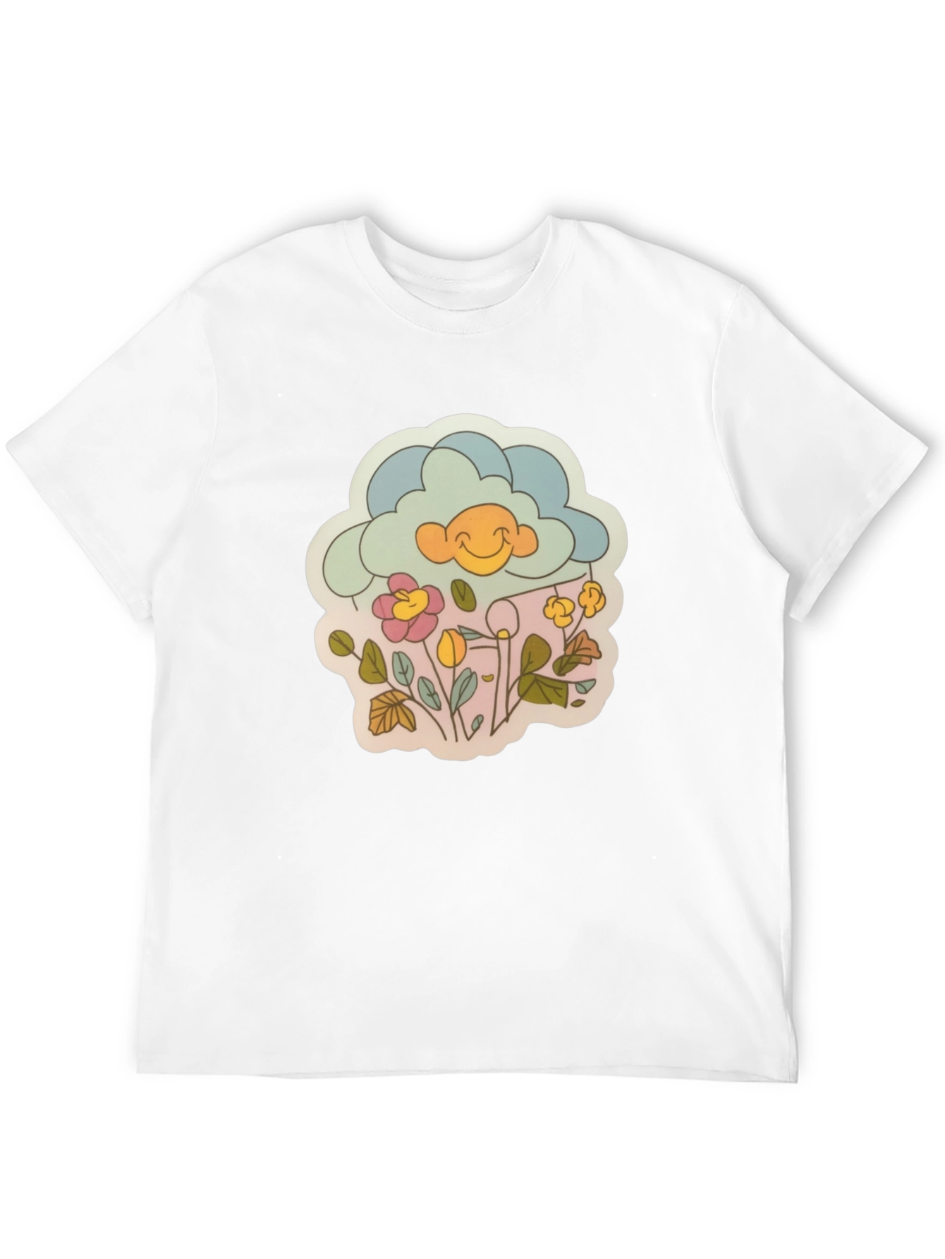 Retro Cloud & Flowers Graphic Tee