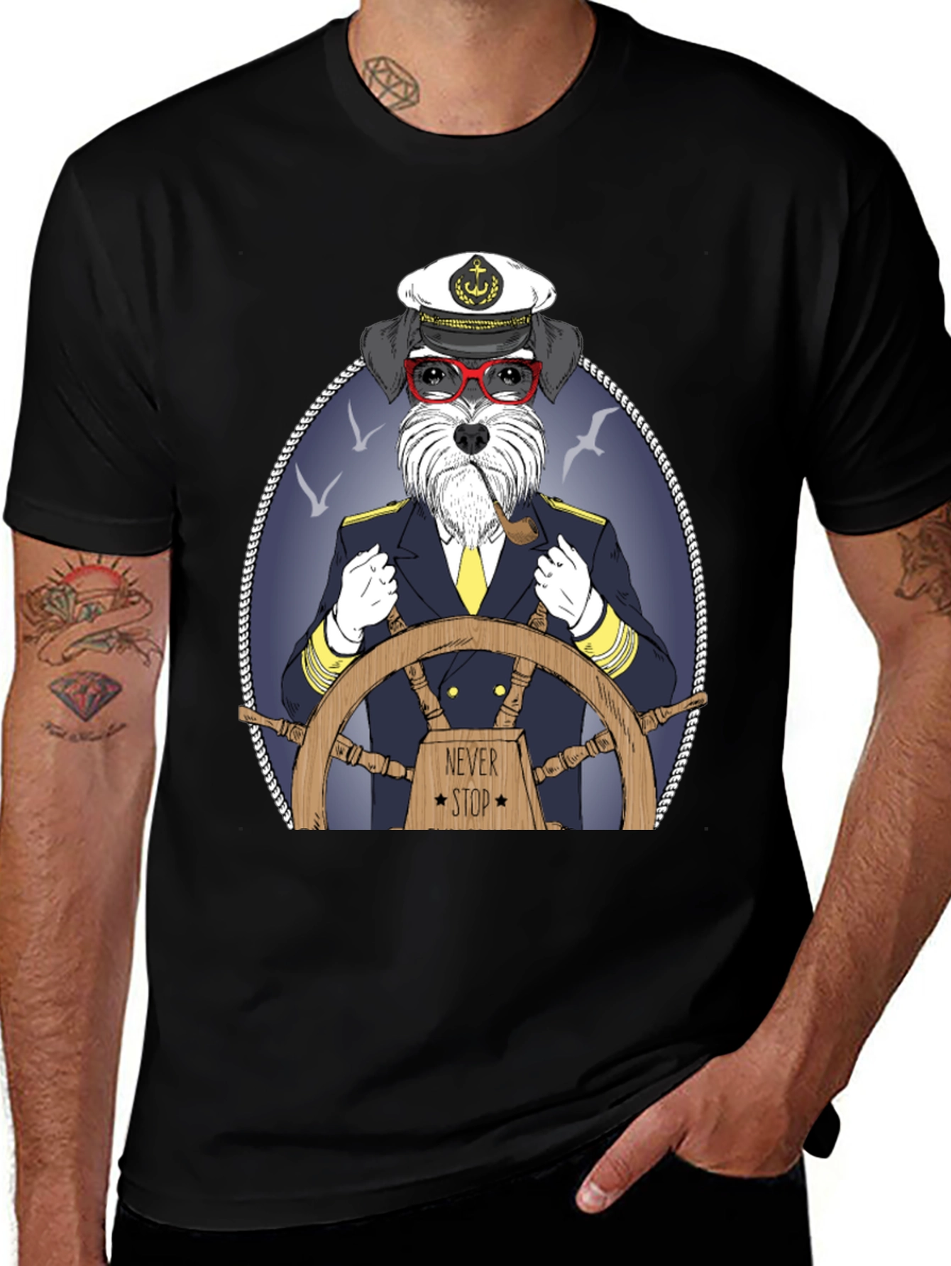 Dog Captain Graphic T-Shirt - Never Stop
