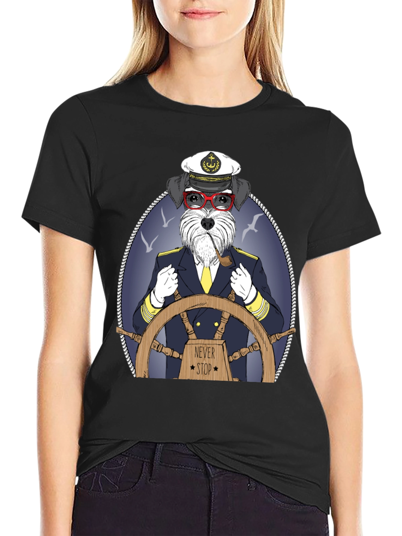 Dog Captain Graphic T-Shirt - Never Stop