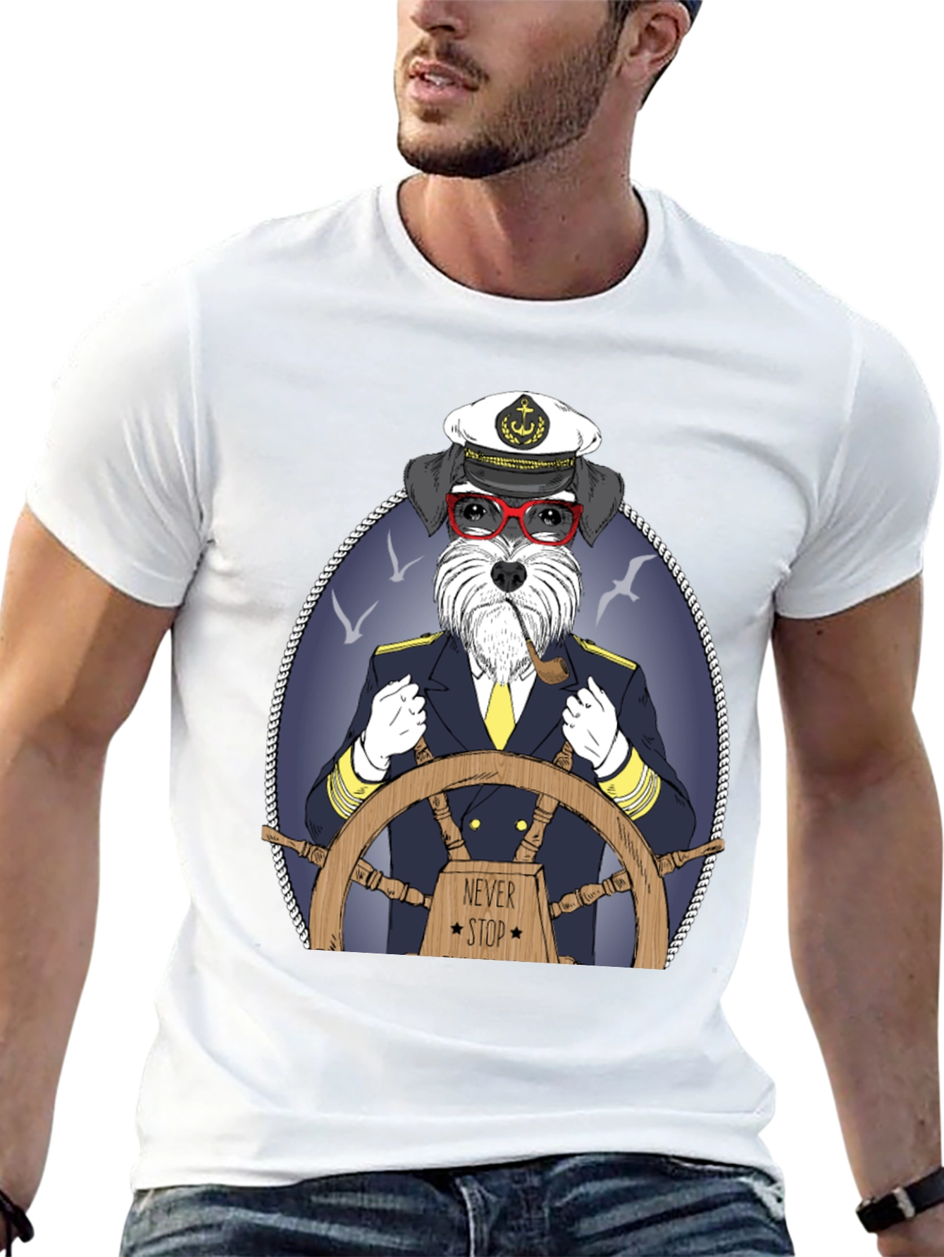 Dog Captain Graphic T-Shirt - Never Stop