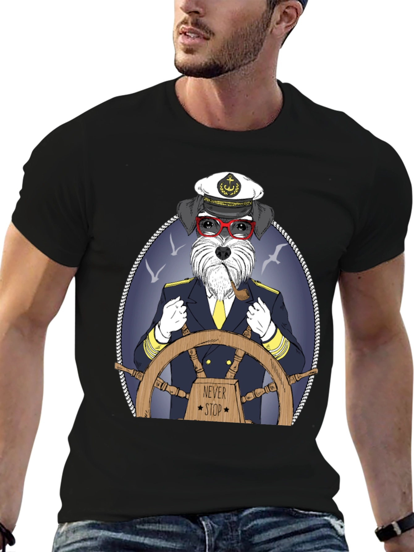 Dog Captain Graphic T-Shirt - Never Stop