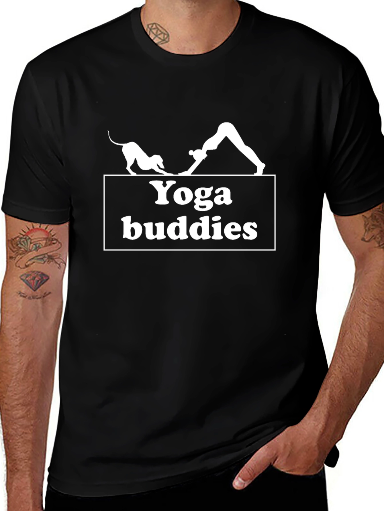 Yoga Buddies Graphic Tee - Black Cotton T-Shirt