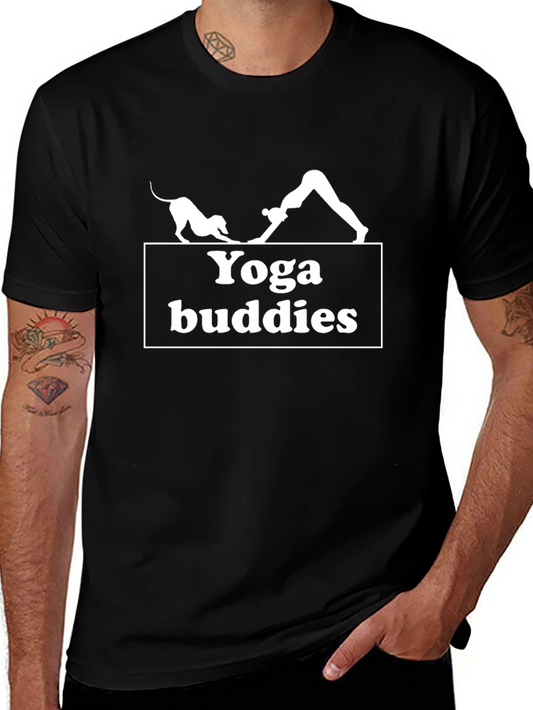 Yoga Buddies Graphic Tee - Black Cotton T-Shirt