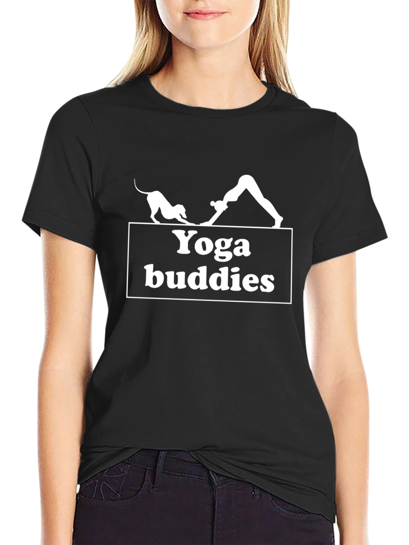 Yoga Buddies Graphic Tee - Black Cotton T-Shirt