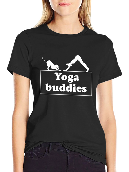 Yoga Buddies Graphic Tee - Black Cotton T-Shirt