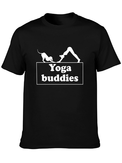 Yoga Buddies Graphic Tee - Black Cotton T-Shirt