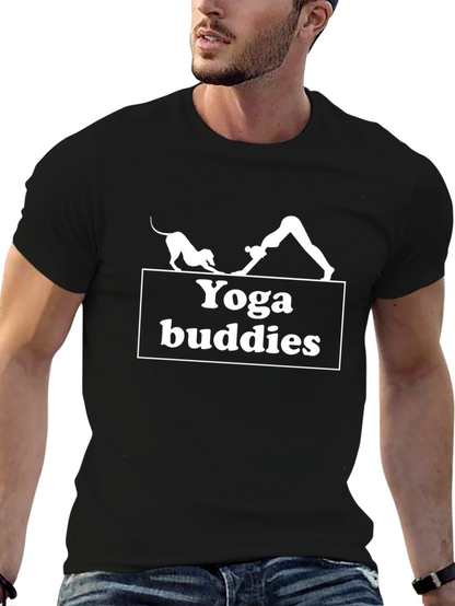Yoga Buddies Graphic Tee - Black Cotton T-Shirt