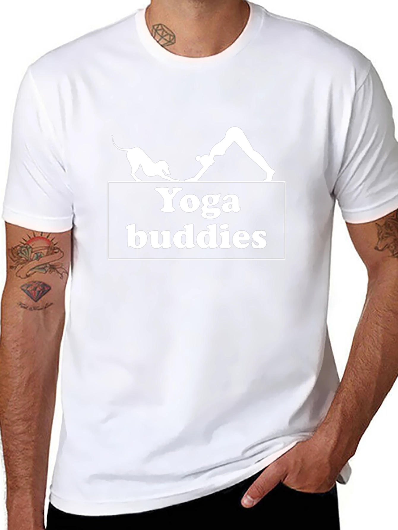 Yoga Buddies Graphic Tee - Black Cotton T-Shirt
