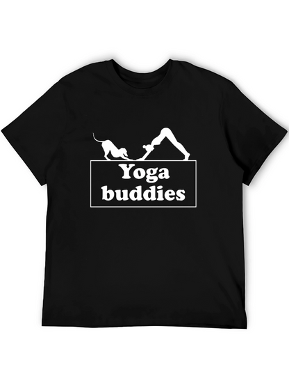 Yoga Buddies Graphic Tee - Black Cotton T-Shirt